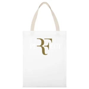 Perfect Roger Federer White And Gold Wimbledon US Open Swiss Tennis Ch White Canvas Tote Shopping Bag