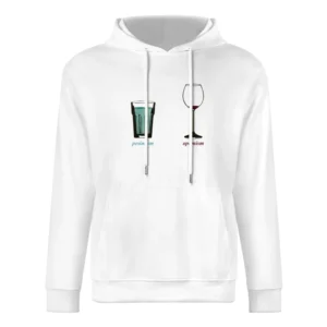 Pesimism versus optimism glass of beer and whine funny European Size Men Hoodie