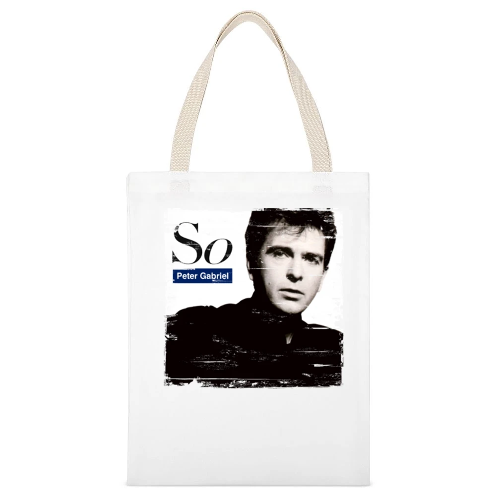 Peter Gabriel So Album Cover Distressed Image White Canvas Tote Shopping Bag