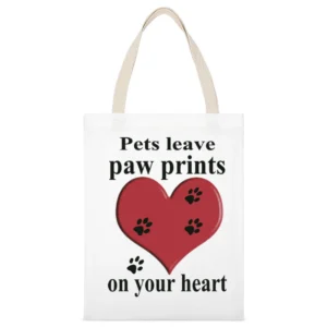 Pets leave paw prints on your heart - pet lovers White Canvas Tote Shopping Bag