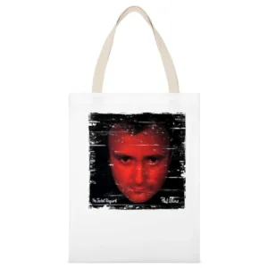 Phil Collins No Jacket Required Album Cover Distressed Image White Canvas Tote Shopping Bag