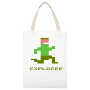 Pitfall Explorer Video Game Retro 80s White Canvas Tote Shopping Bag