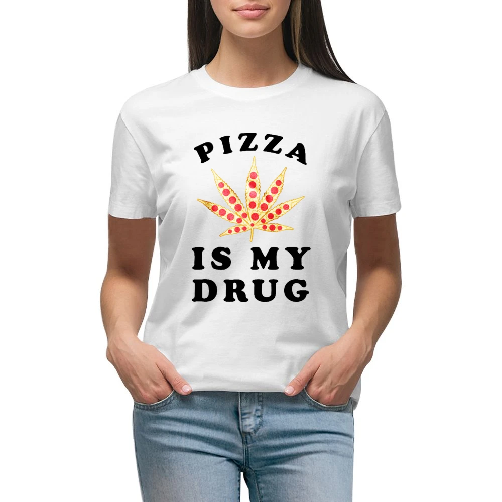 Pizza Is My Drug Fun Pot Leaf Pizza Lover Premium Women Ladies T-shirt