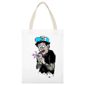Play it till drop White Canvas Tote Shopping Bag
