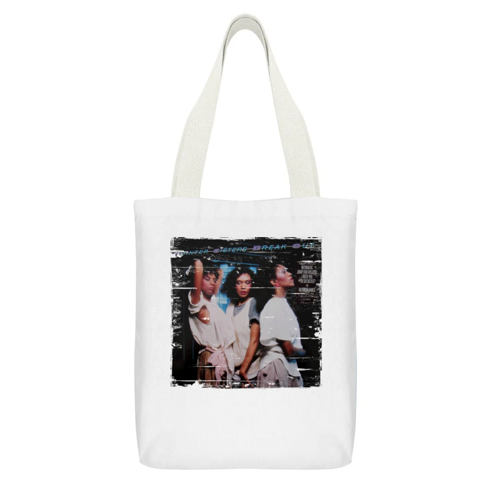 Pointer Sisters Break Out Album Cover Distressed Image White Canvas Tote Shopping Bag With Interior Pocket