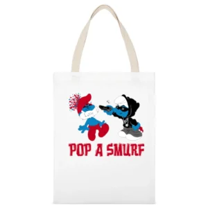 Pop a smurf funny White Canvas Tote Shopping Bag