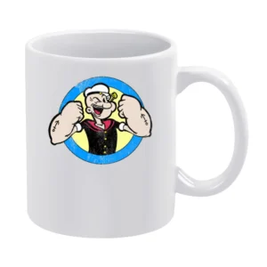 Popeye Fun Cool Vintage Style Sailor Distressed Graphic Retro Tv Show White Mug