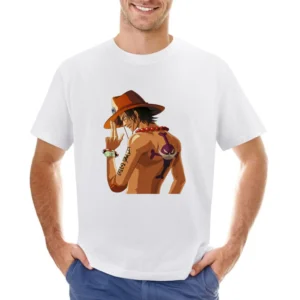 Portgas D ace One piece the fire fist whitebeard crew pirates Asian Size Men T-Shirt