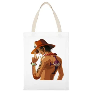 Portgas D ace One piece the fire fist whitebeard crew pirates White Canvas Tote Shopping Bag