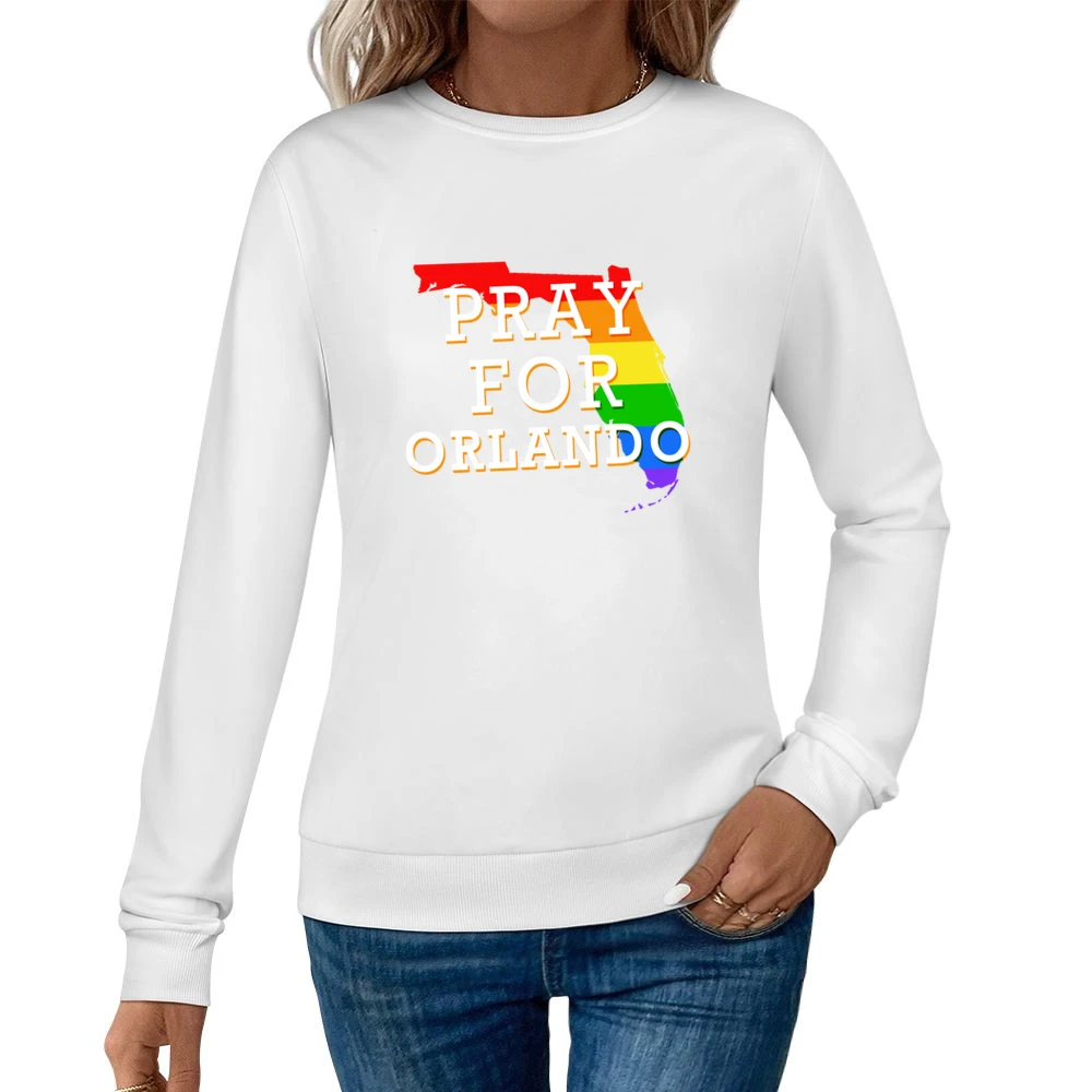 Pray For Orlando Florida Support LGBT Love Graphic Women Pullover Sweatshirt