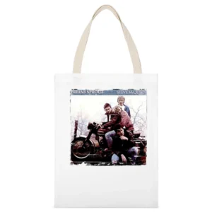Prefab Sprout Steve McQueenTwo Wheels Good Album Cover Distressed Imag White Canvas Tote Shopping Bag