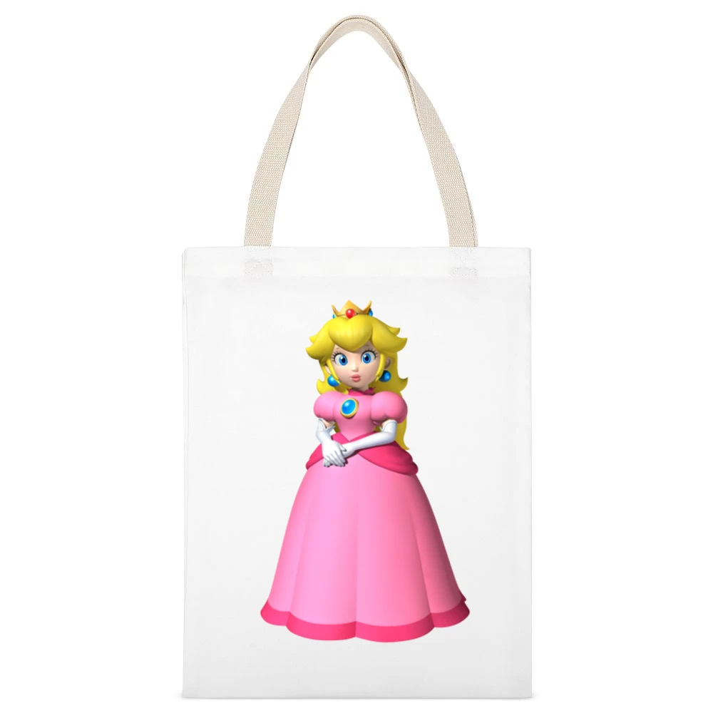 Princess Peach Tshirt White Canvas Tote Shopping Bag