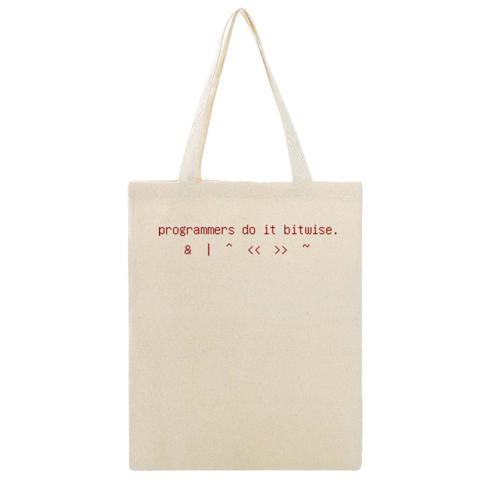 Programmers do it bitwise funny geek nerd computer tech Beige Canvas Tote Shopping Bag