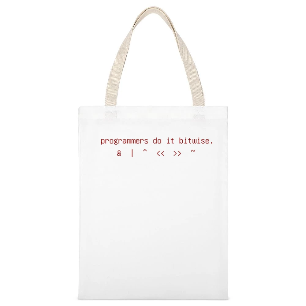 Programmers do it bitwise funny geek nerd computer tech White Canvas Tote Shopping Bag