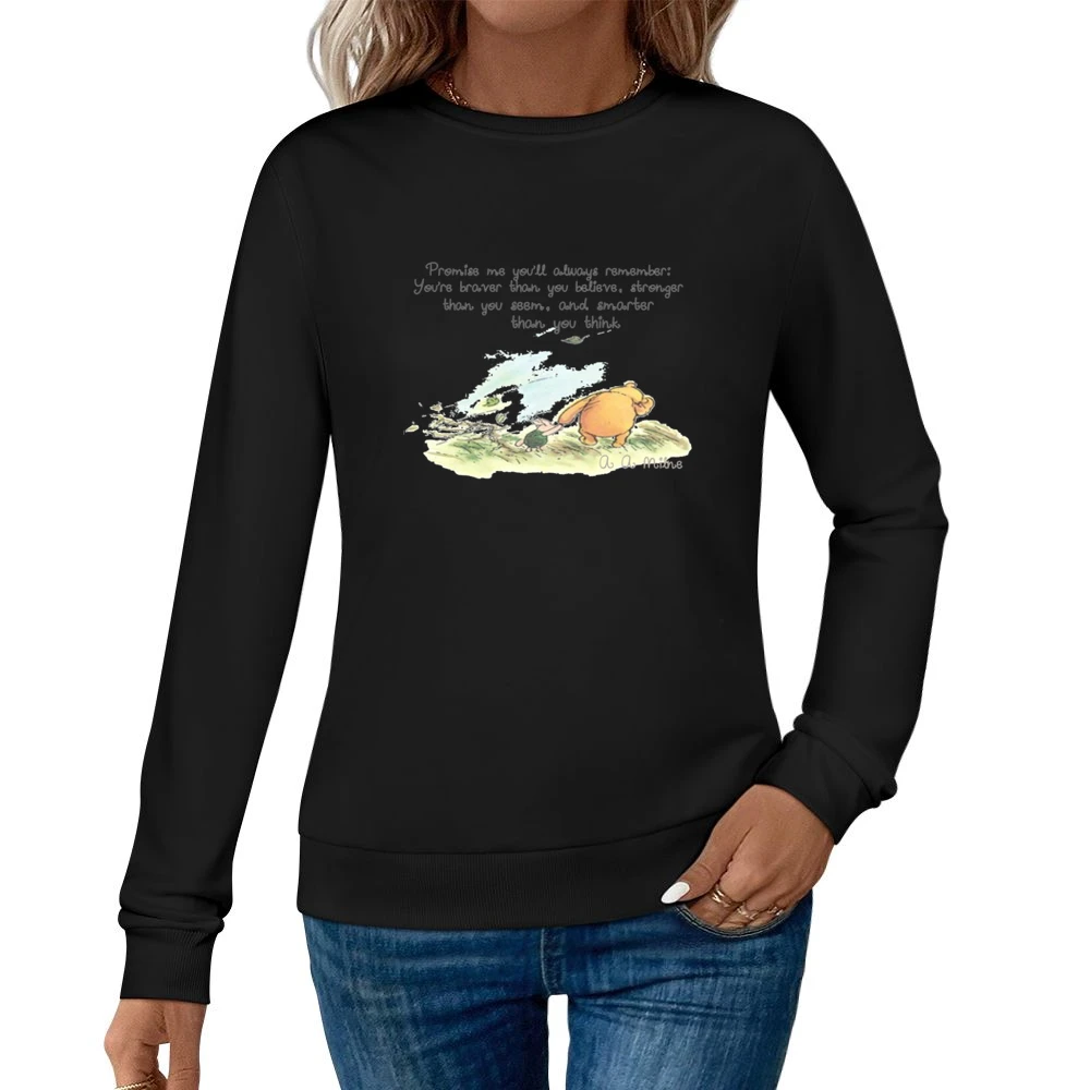 Promise Winnie The Pooh A Milne Fun Cartoon Graphic Tee Shirt Women Pullover Sweatshirt