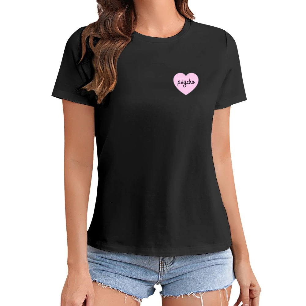 Psycho Heart Instagram Sticker Graphic Ladies Asian Size Women Ladies T-shirt