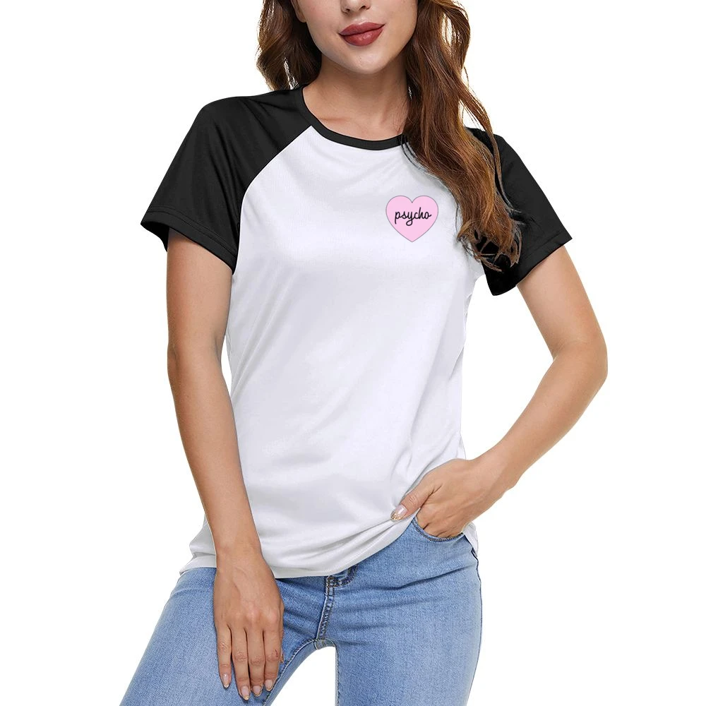 Psycho Heart Instagram Sticker Graphic Ladies Women Ladies Short Sleeve T-Shirt