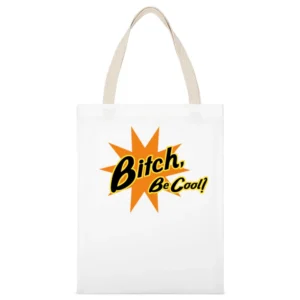 Pulp Fiction Be Cool Quote White Canvas Tote Shopping Bag