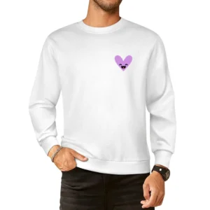 Purple Heart Smiley Instagram Sticker Graphic Crewneck Sweatshirt European Size Pullover Sweater