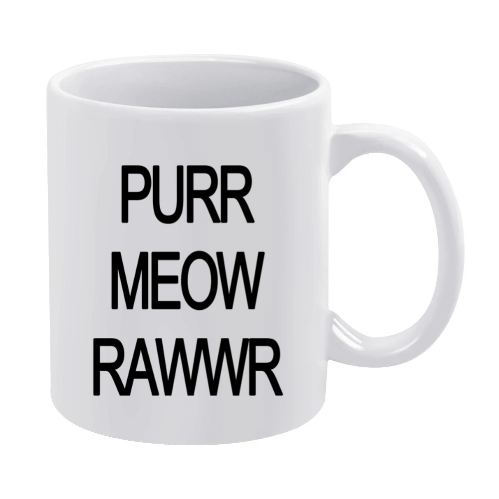 Purr Meow Rawwr Cat Progression White Mug