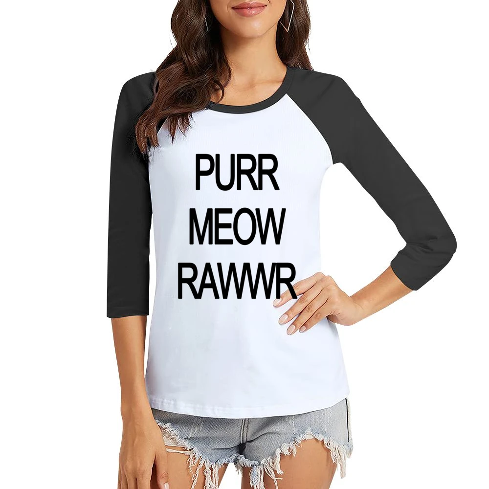 Purr Meow Rawwr Cat Progression Women Ladies 3-4 Sleeve T-Shirt