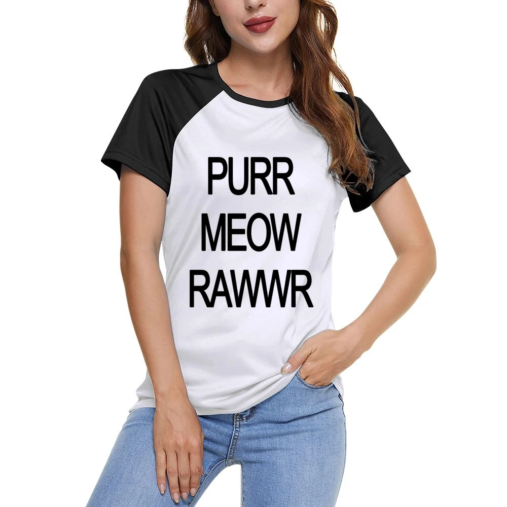Purr Meow Rawwr Cat Progression Women Ladies Short Sleeve T-Shirt