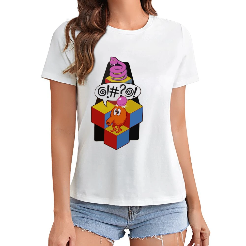 Q-Bert video game Asian Size Women Ladies T-shirt