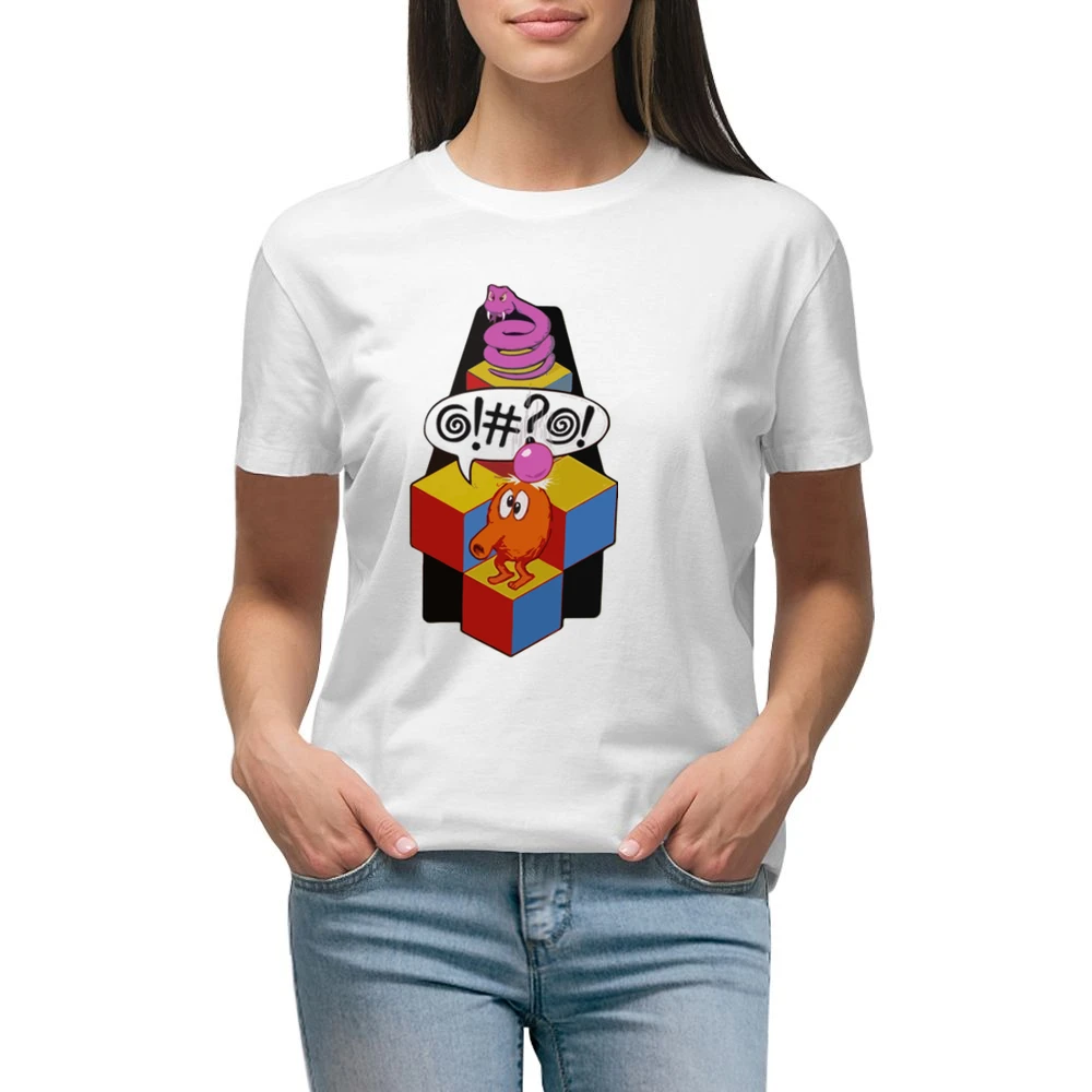Q-Bert video game Premium Women Ladies T-shirt