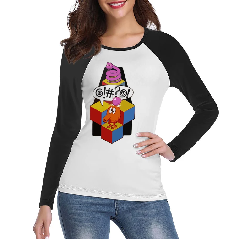 Q-Bert video game Women Ladies Long Sleeve T-Shirt