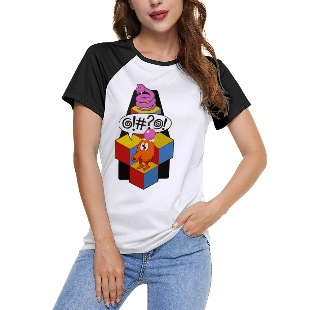 Q-Bert video game Women Ladies Short Sleeve T-Shirt