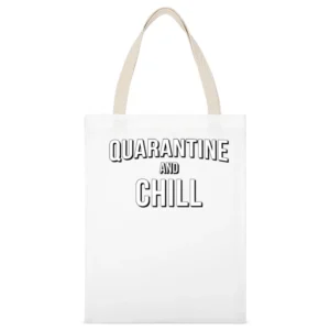 Quarantine And Chill Funny Netflix Parody Covid-19 Coronavirus Red T S White Canvas Tote Shopping Bag