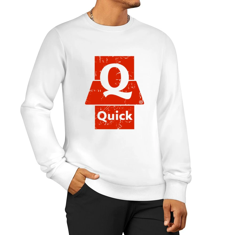 Quick Fast Food Restaurant Distressed Look Men Pullover Sweatshirt