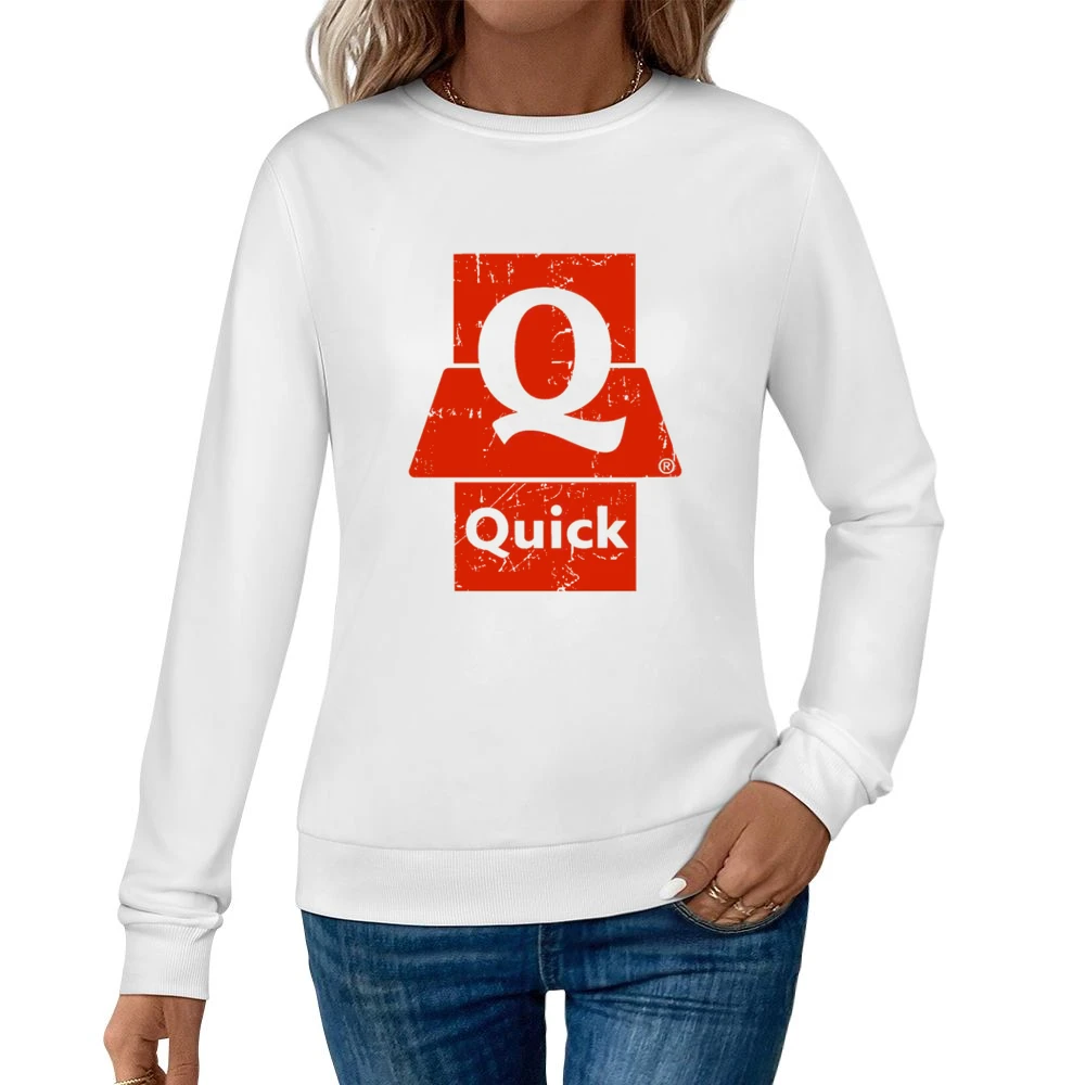Quick Fast Food Restaurant Distressed Look Women Pullover Sweatshirt
