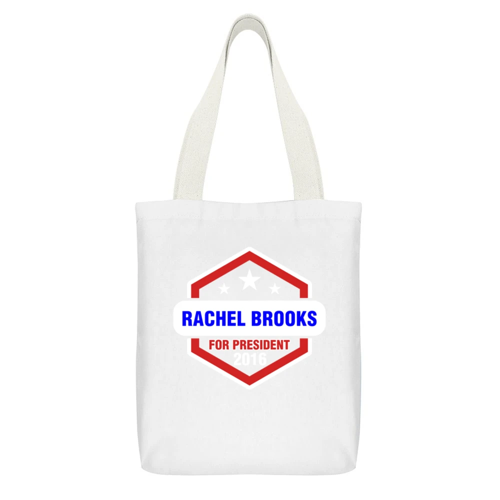 Rachel Brooks For President 2016 Justified TV Show White Canvas Tote Shopping Bag With Interior Pocket