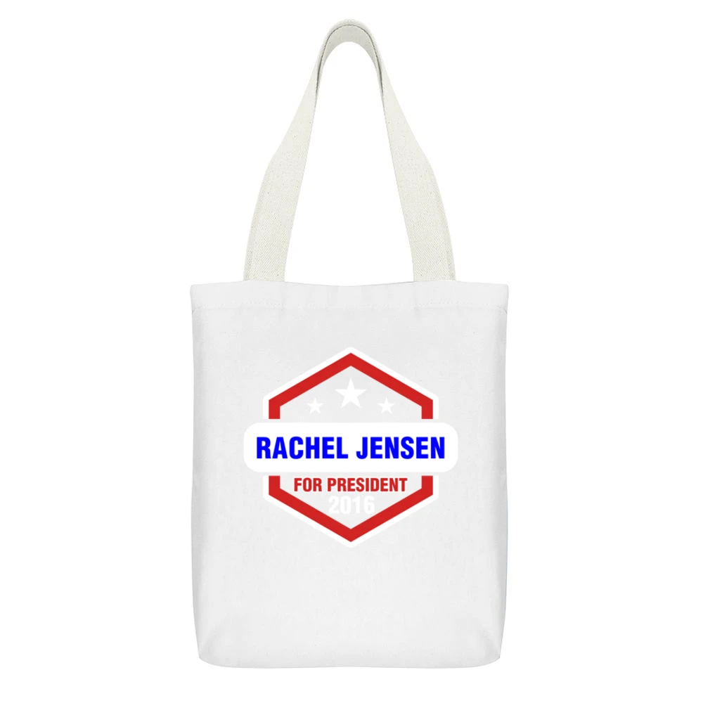 Rachel Jensen For President 2016 The Red Road TV Show White Canvas Tote Shopping Bag With Interior Pocket