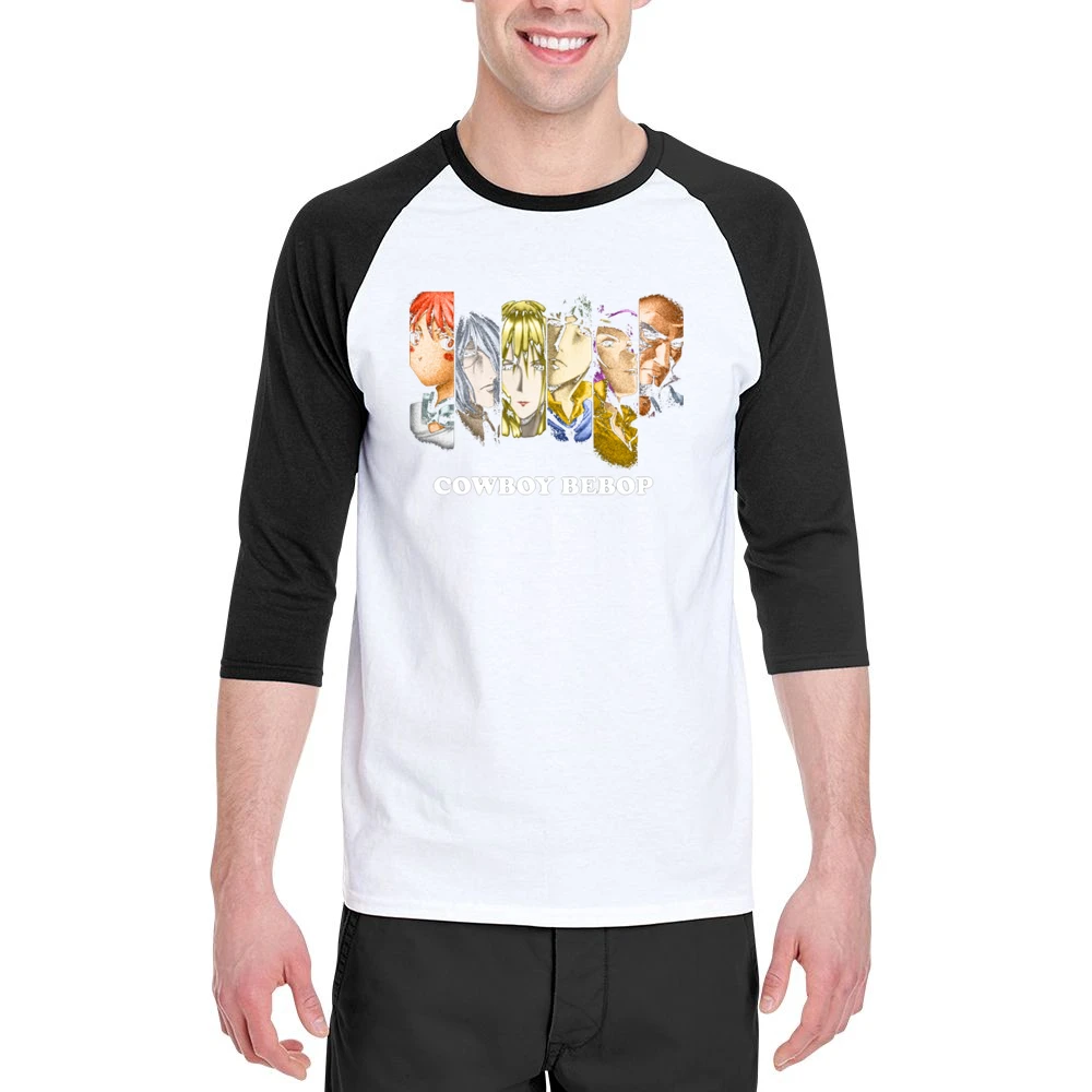 Radical Ed Vicious Julia Spike Spiegel Faye Valentine Jet Black Cowboy Men 3/4 Sleeve T-Shirt