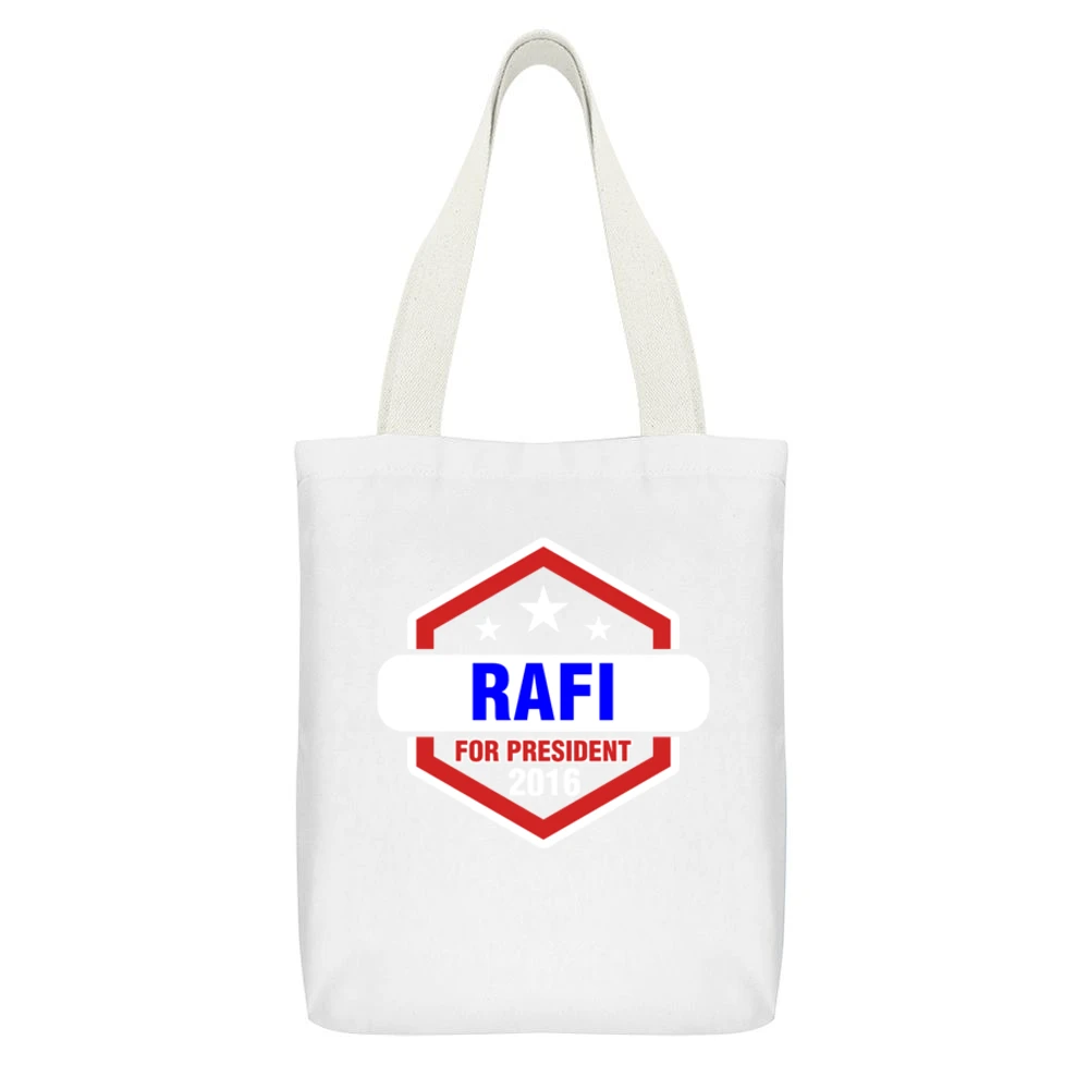Rafi For President 2016 The League TV Show White Canvas Tote Shopping Bag With Interior Pocket
