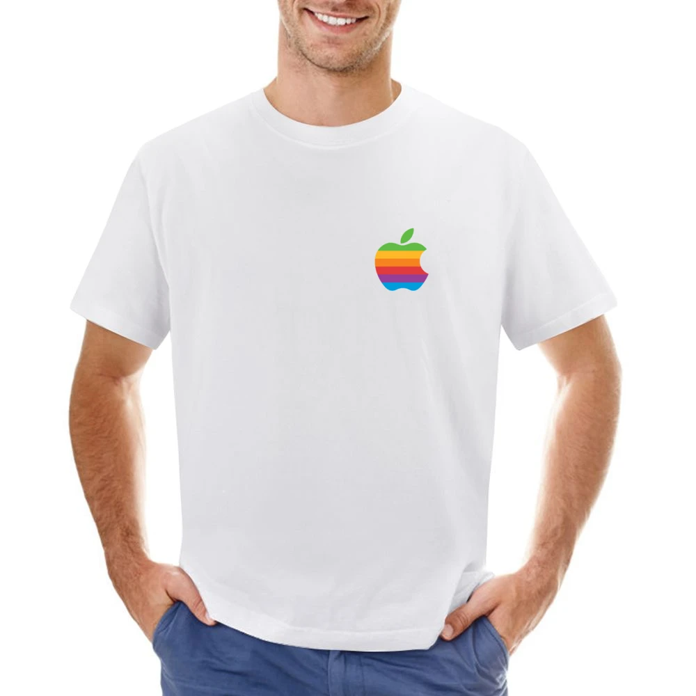 Rainbow Apple Vintage Retro Graphic Logo Tee Shirt Asian Size Men T-Shirt