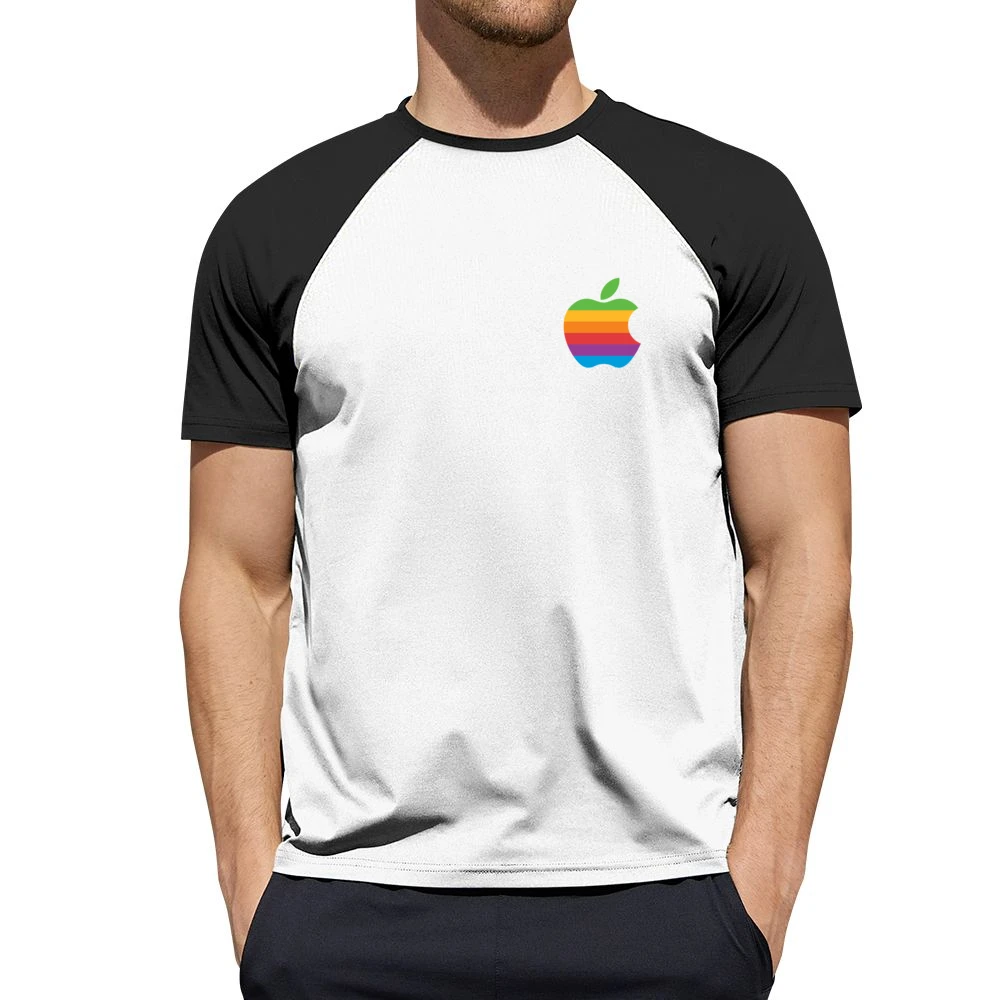 Rainbow Apple Vintage Retro Graphic Logo Tee Shirt Men Short Sleeve T-Shirt