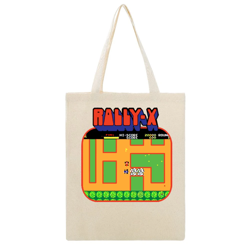 Rally X Video Game Retro 80s Beige Canvas Tote Shopping Bag