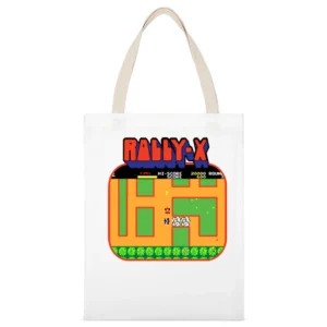 Rally X Video Game Retro 80s White Canvas Tote Shopping Bag