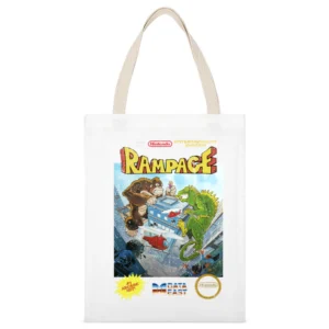 Rampage Nes Nintendo Old School Retro Video Game Fan Distressed T Shir White Canvas Tote Shopping Bag