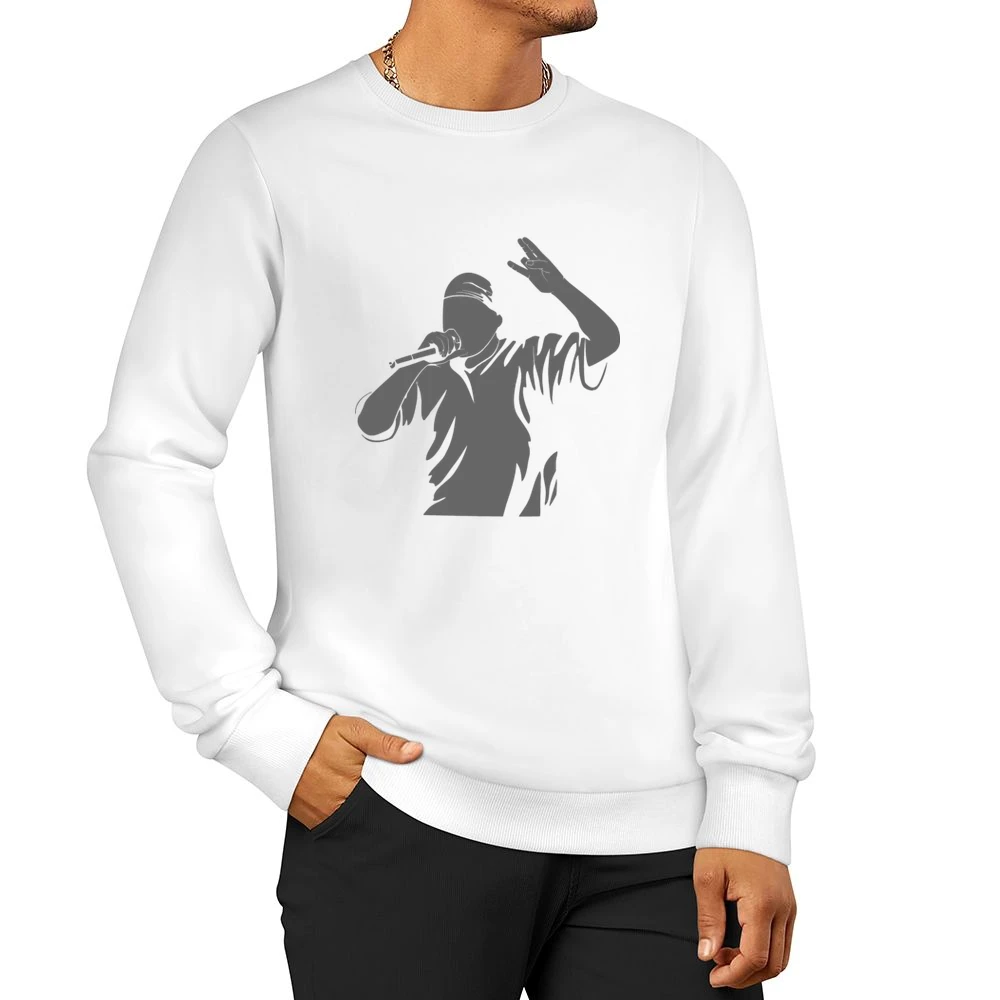 Rapper singing with microphone Men Pullover Sweatshirt