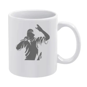 Rapper singing with microphone White Mug
