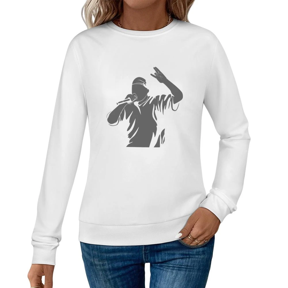 Rapper singing with microphone Women Pullover Sweatshirt