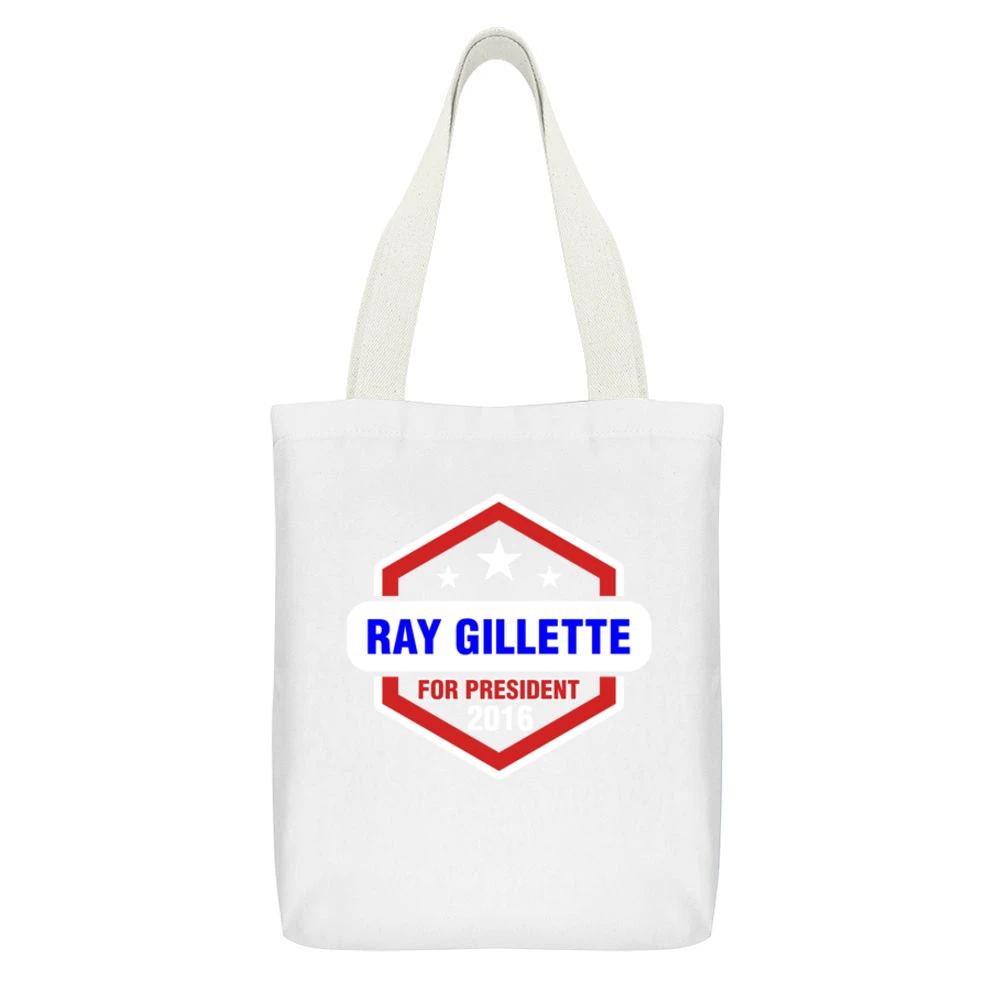 Ray Gillette For President 2016 Archer TV Show White Canvas Tote Shopping Bag With Interior Pocket