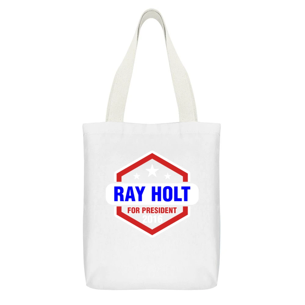 Ray Holt For President 2016 Brooklyn Nine-Nine TV Show White Canvas Tote Shopping Bag With Interior Pocket