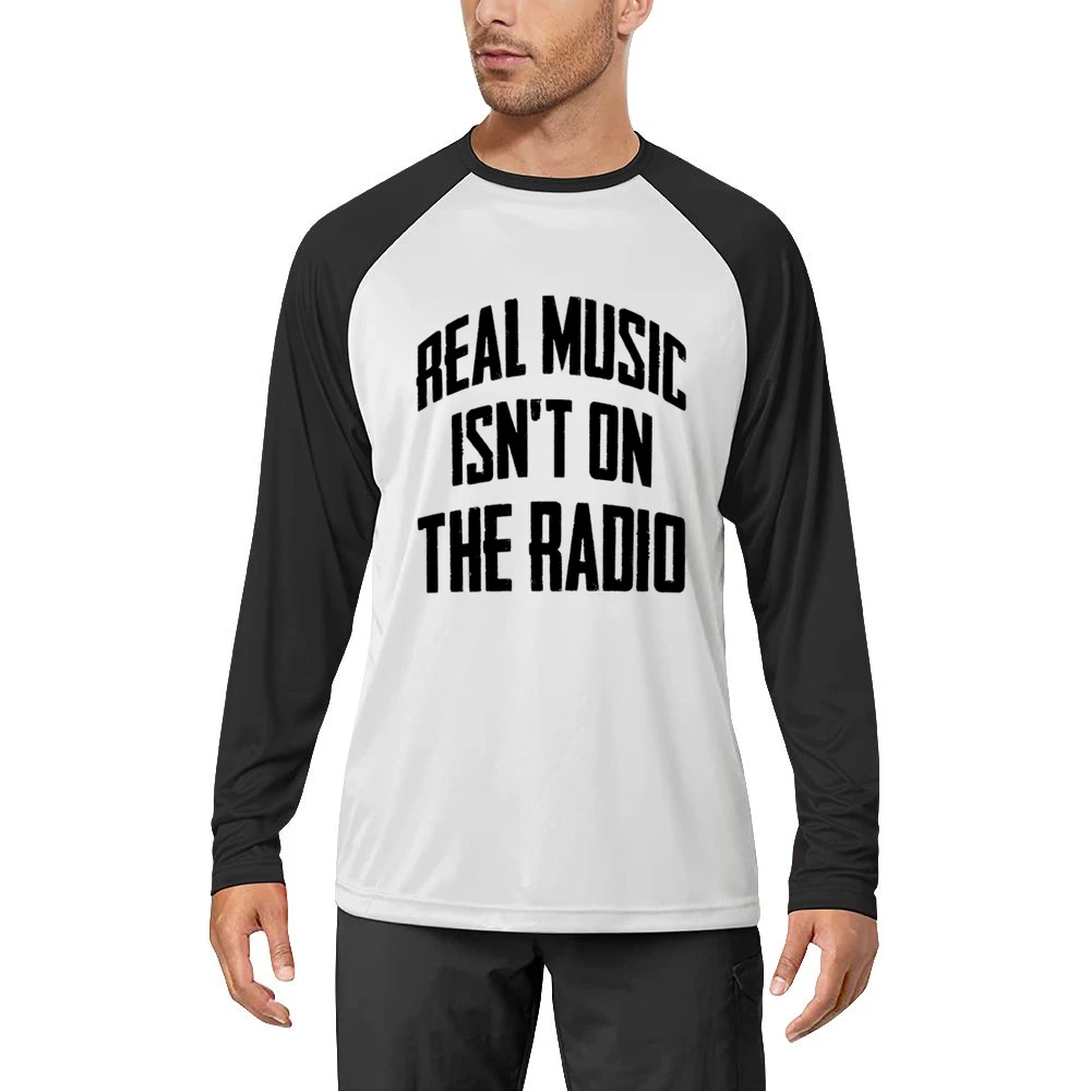 Real Music Is Not On The Radio Fun Grunge Graphic Men Long Sleeve T-Shirt