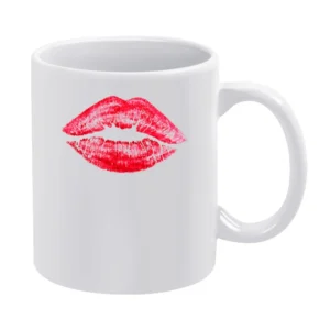 Red Lipstick Kiss Lips Popular Graphic Makeup Tee Shirt White Mug