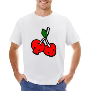 Red Skull Cherries fruit funny Asian Size Men T-Shirt